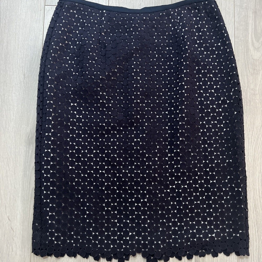 NWT Karl Lagerfeld Paris Knee Length Blue Circle Pencil Skirt Size 8